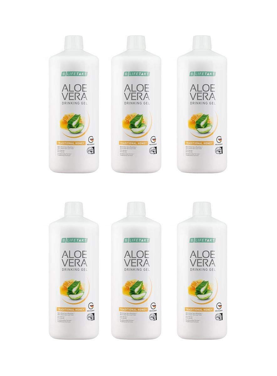 Aloe Vera Drinking Gel Traditionell mit Honig 6er Set Tropfen