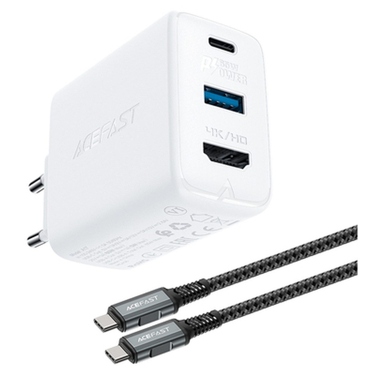 Acefast Acefast 2in1 Ladegerät GaN 65W USB USB-C USB-Adapter Adapter Smartphone-Ladegerät