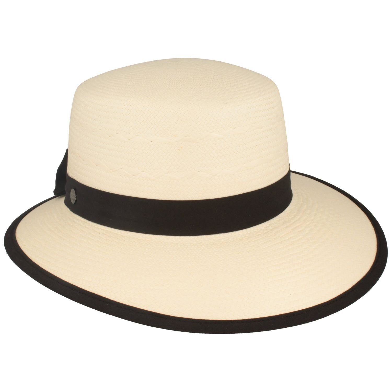 Breiter Strohhut Panama Schute mit Einfass & modischer Schleife UV-Schutz 50+