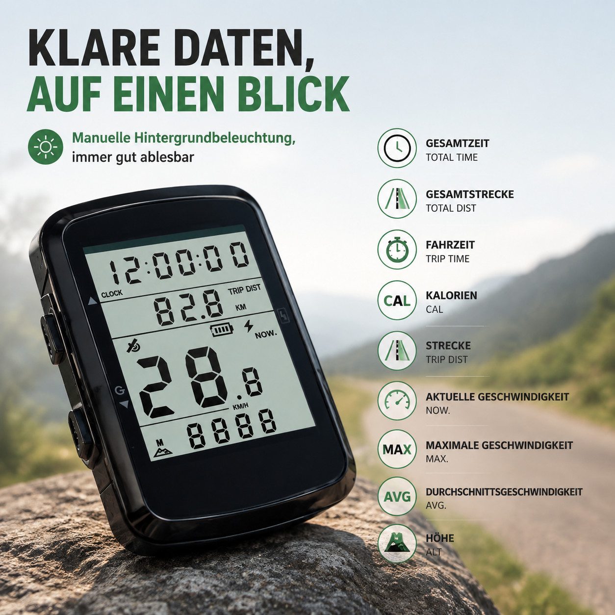 Toomoke Fahrradcomputer Fahrradtacho, GPS-Radcomputer für MTB und Rennrad (Radcomputer für Citybike, Pendeln, Training und Fahrradtouren), 2,4 Zoll, 1200 mAh, 2 – Bild 5 von 5