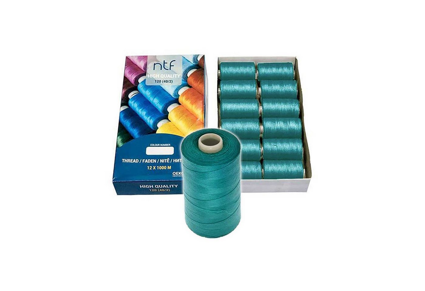 Thumbnail - maDDma 1 Spule Nähgarn Polyester 40/2 120er 1000m Nähgarn, 1000 m, A611 petrol