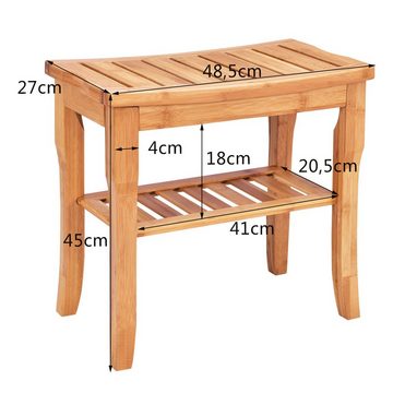 COSTWAY Duschhocker, belastbar bis 85,00 kg, aus Bambus