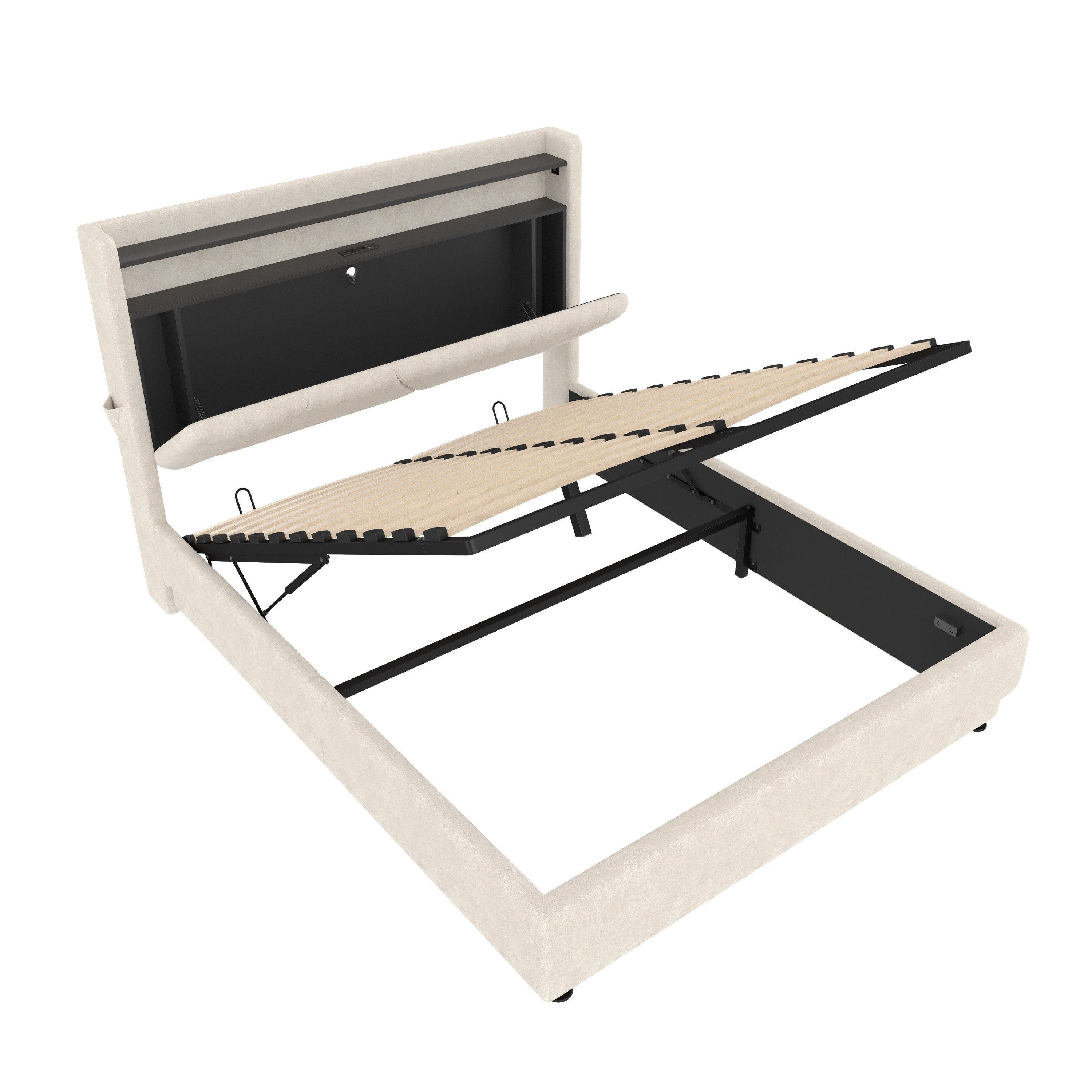 LVHOM Boxbett 140/160x200cm Modernes LED-Polsterbett mit Bettkasten & Lades günstig online kaufen