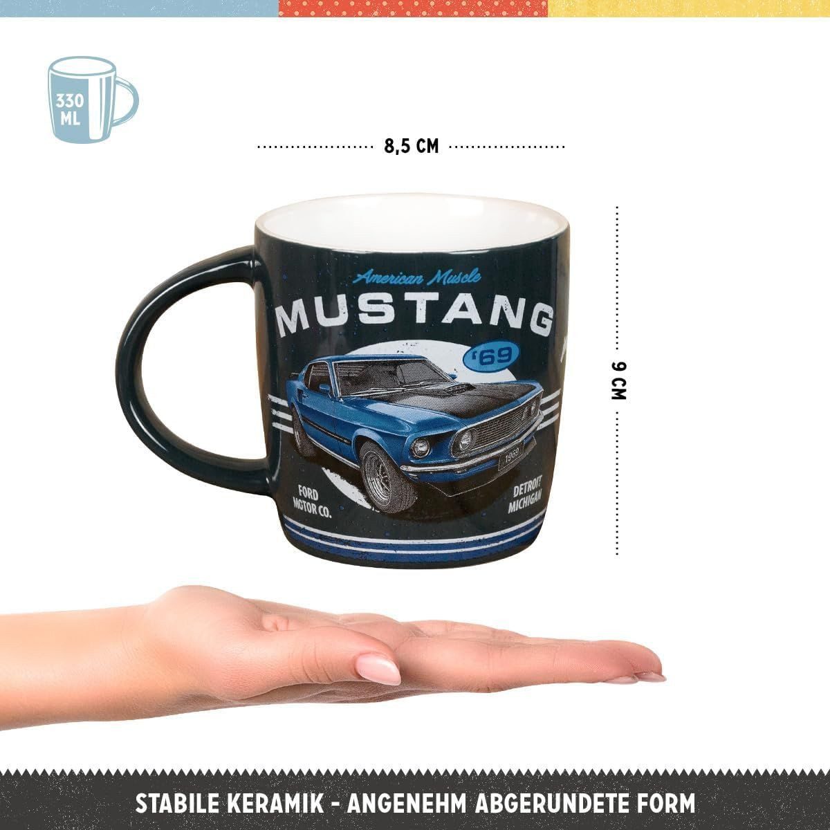 Nostalgic-Art Tasse Kaffeetasse - Ford Mustang - 1969 Mach 1 Blue