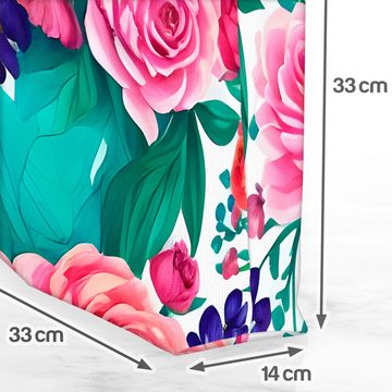 VOID Henkeltasche (1-tlg), Rosen Goldrand Design Blumen rosé blume mustern nahtlos floral vektor
