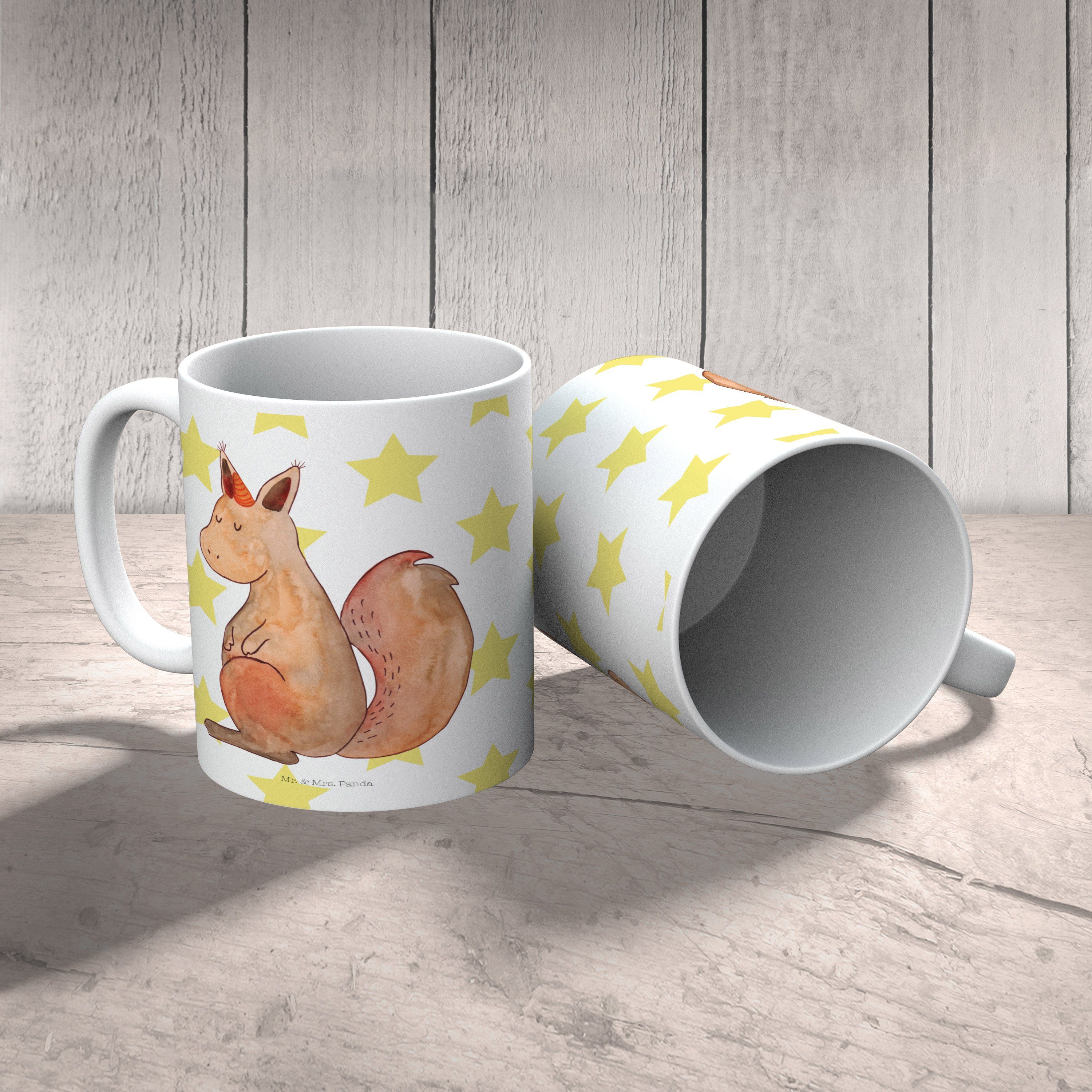 Mr. & Mrs. Panda Tasse Weiß E, Glaube - Kaffeebecher, Keramik Geschenk, Pegasus, Einhörnchen - Tasse