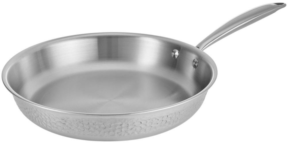 RESTO Kitchenware Bratpfanne Crater Pfanne aus Tri-Ply (Edelstahl + Aluminium + Edelstahl) ofenfest, Edelstahl 18/10 (1-tlg), Energieeinsparung 25% durch die dreilagige Basis