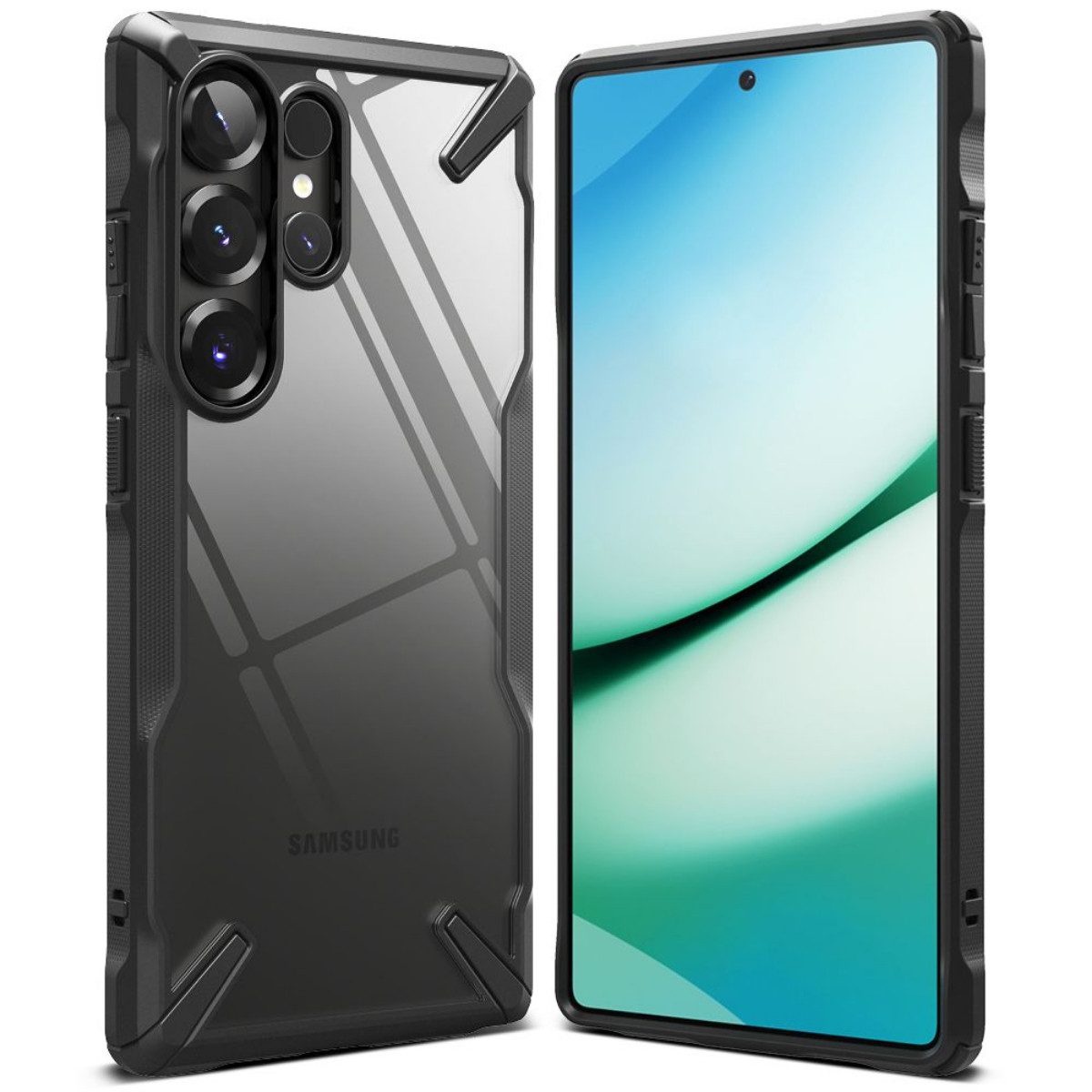 Ringke Handyhülle Fusion X Schwarz Kompatibel mit Samsung Galaxy S25 Ultra 6,9, Transparente Rückseite mit stabilem Rahmen für robusten Schutz