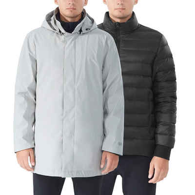 COSTWAY Daunenjacke 3 in 1 Herrenjacke mit abnehmbaren Futter & Kapuze