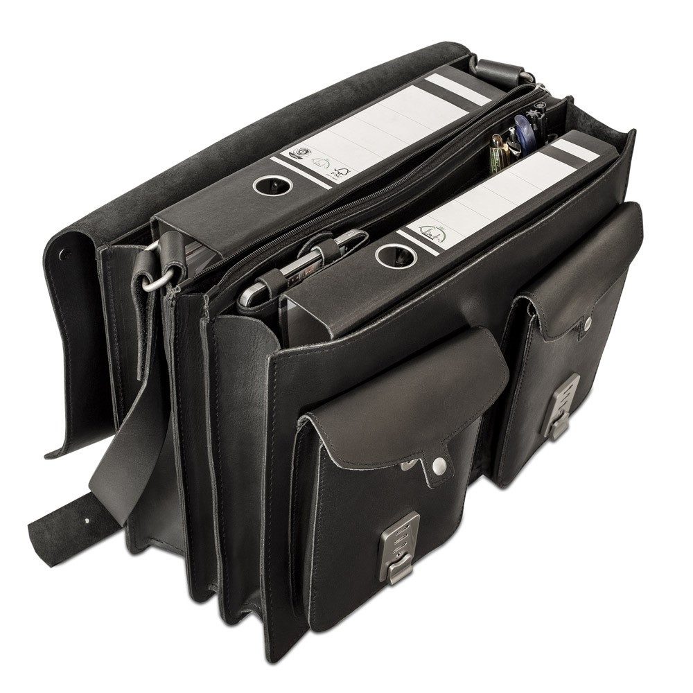 Hamosons Aktentasche Große Aktentasche / Lehrertasche Gr. XL, Leder, Schwarz, Hamosons 690