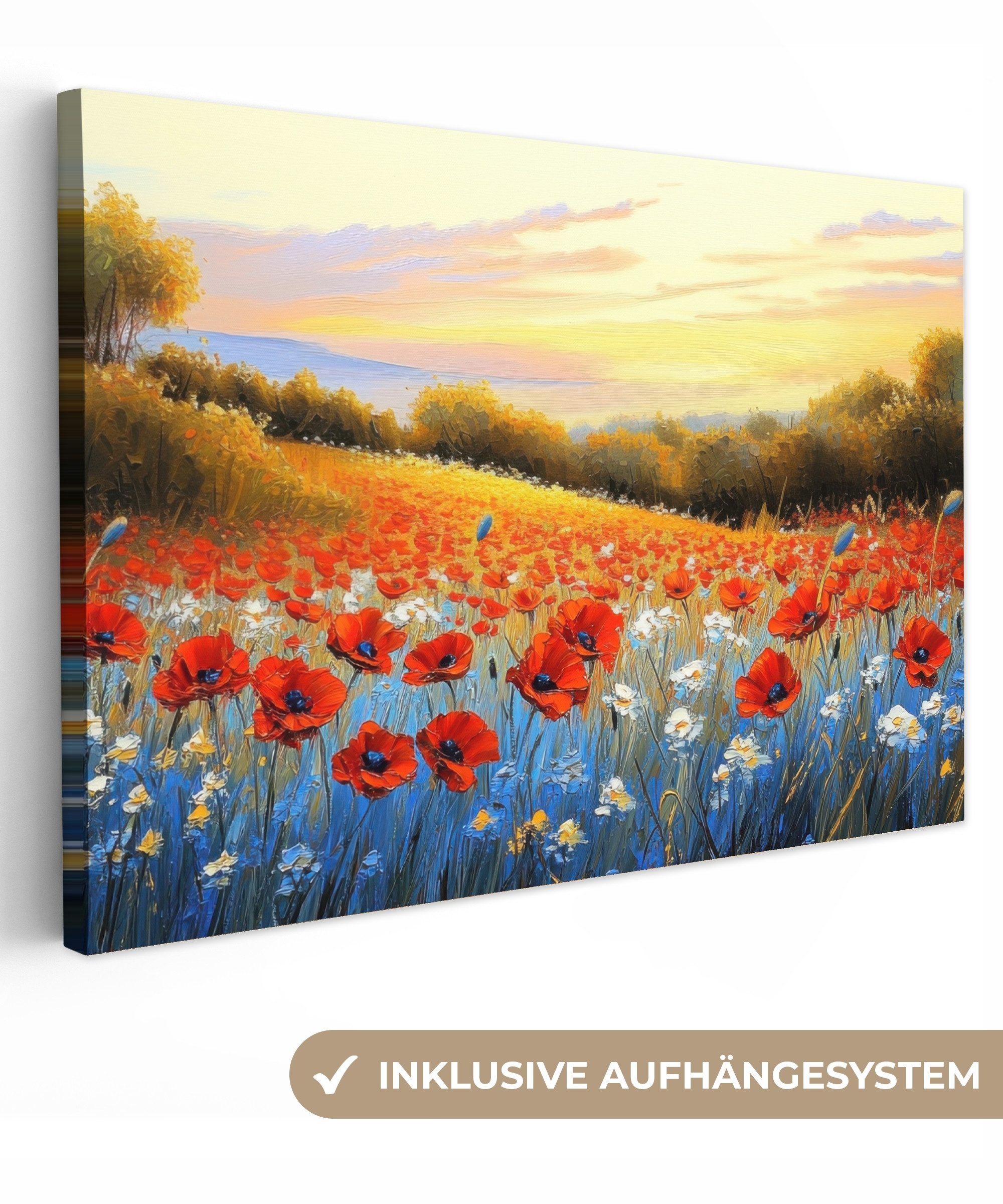 OneMillionCanvasses® Leinwandbild Mohn - Blumenfeld - Farbenfroh, Fotodruck günstig online kaufen