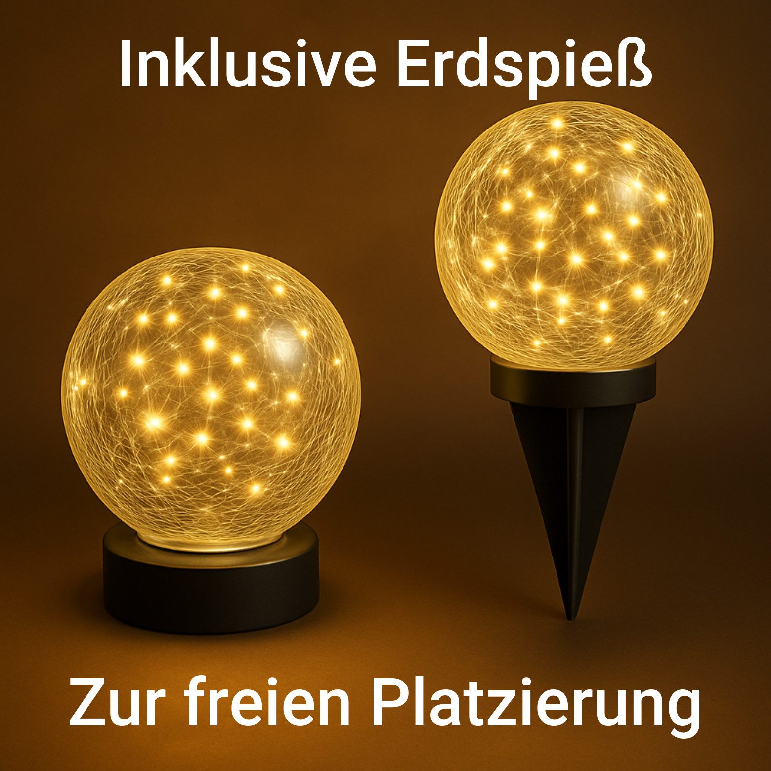 INTERGARDEN LED Solarleuchte 3er Set Solarlampe Glaskugel mit Erdspieß – wa günstig online kaufen