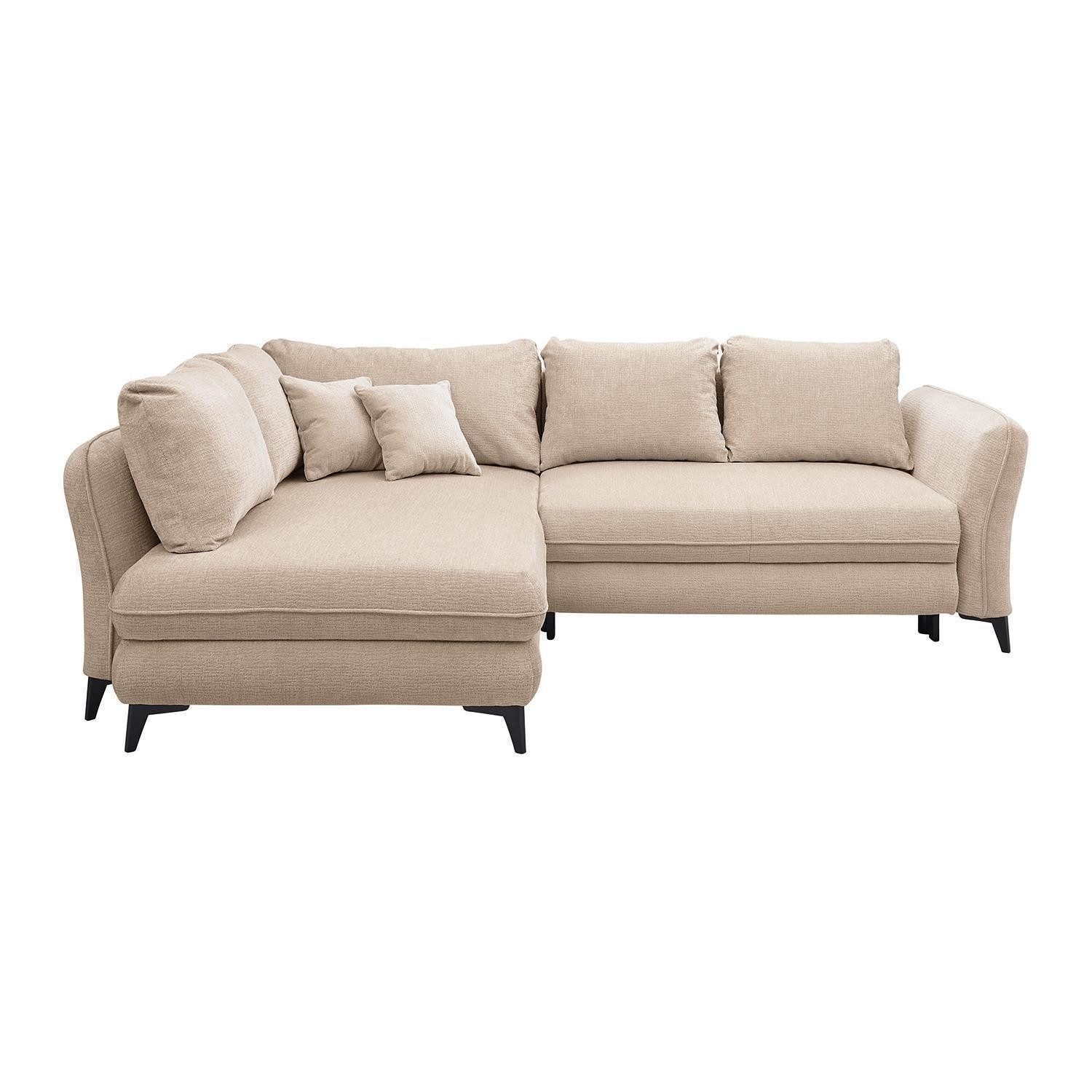 Ecksofa HEYLAND, Taupe, Webstoff, Ottomane linksseitig, Bettkasten, Gästebettfunktion, B 286 x H 80 x T 192 cm