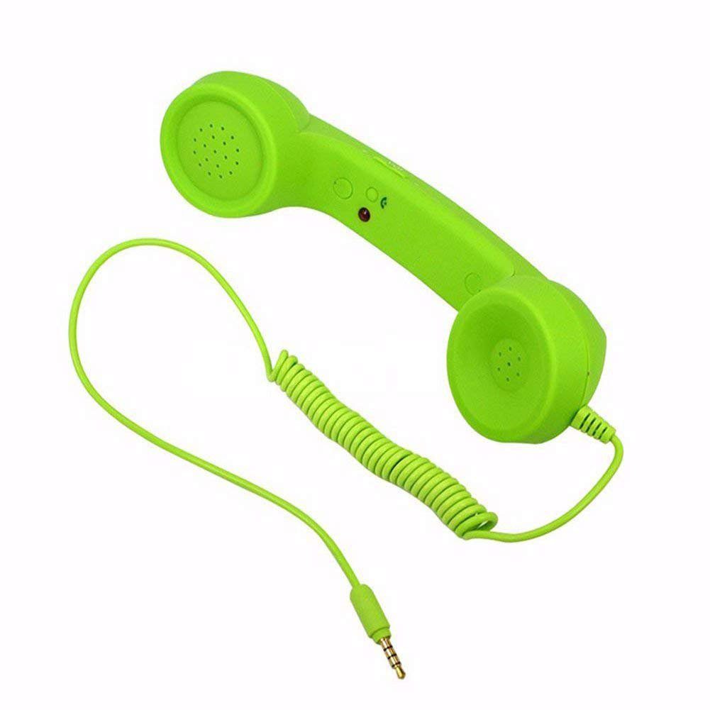 GelldG Retro Telefonhörer Lautsprecher Handset Mikrofon Hörer Headsets Lautsprecher grün | Lautsprecher