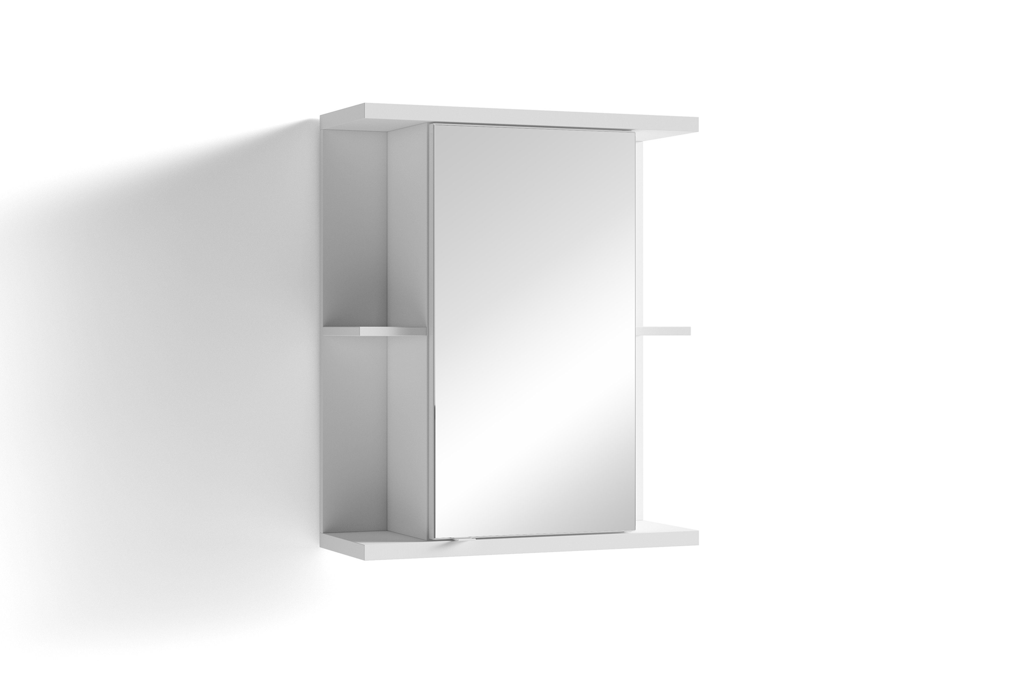 byLIVING Spiegelschrank NEBRASKA oder Fächer 3 / mit 4 Weiß Anthrazit, (in Spiegeltür offene Fächer) verdeckte Eiche-Optik