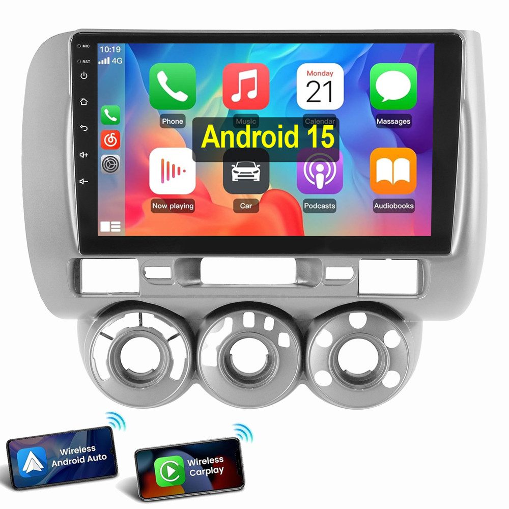 ESSGOO Für Honda Jazz Fit 2002-2007 Android 15 Carplay Android Auto Autoradio (Digitalradio (DAB), RDS, FM, AM, Carplay Android Auto Navi WIFI BT SWC)