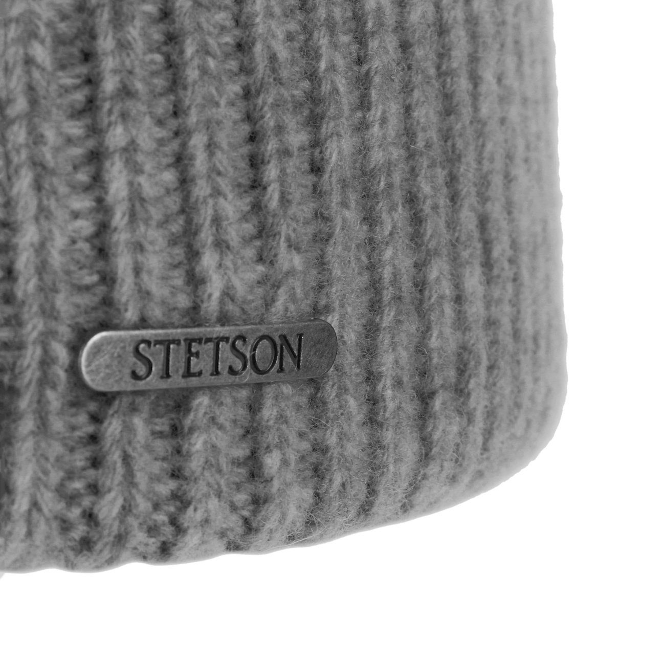 Beanie Stetson Mütze grau-meliert Made in Italy mit (1-St) Umschlag,