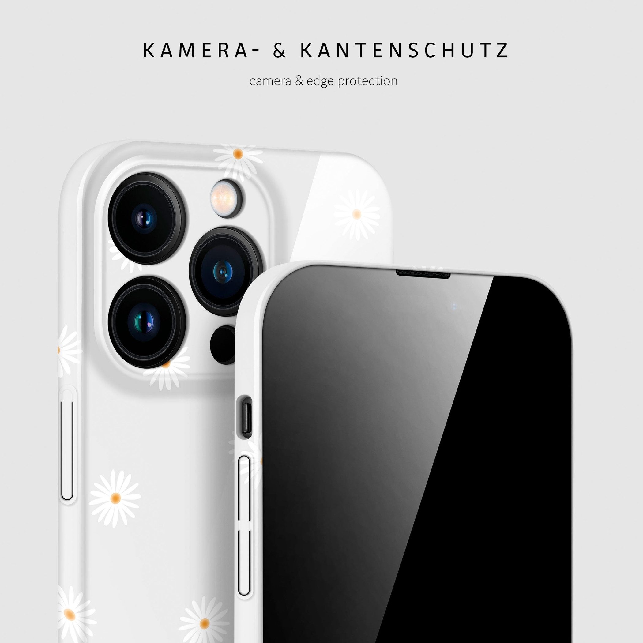 ONEFLOW Handyhülle für iPhone 14 Pro Max Splash Cover Gänseblümchen Grau 6,7 Zoll, Hülle mit Design Muster Designer Case Kameraschutz Handy Schutzhülle