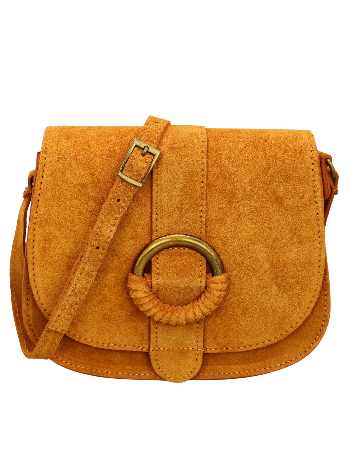 Adel Bags Schultertasche Ellen Echte Wildleder-Umhängetasche mit Magnetverschluss, Verdeckter Magnetverschluss + Reißverschluss