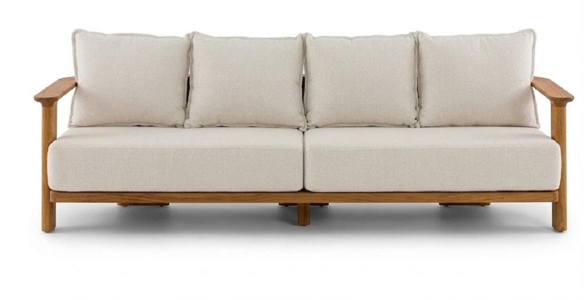 Xlmoebel Gartensofa Gartensofa 4-Sitzer Beige Kissen Modern Elegant Stilvoll Komfort, 1 Teile, Elegantes Design, ideal für Terrasse oder Balkon