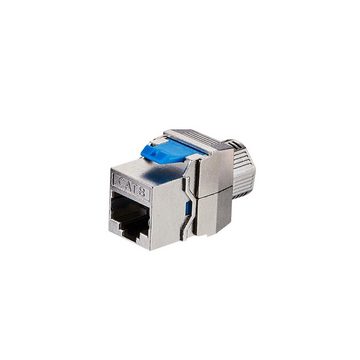 ARLI 4x Cat8.1 Netzwerkdose 1 Port (Anschlussrahmen + 4 Keystone CAT8.1) Netzwerk-Adapter, Sichtfenster mit Beschriftungseinlage I Einfache Feldmontage