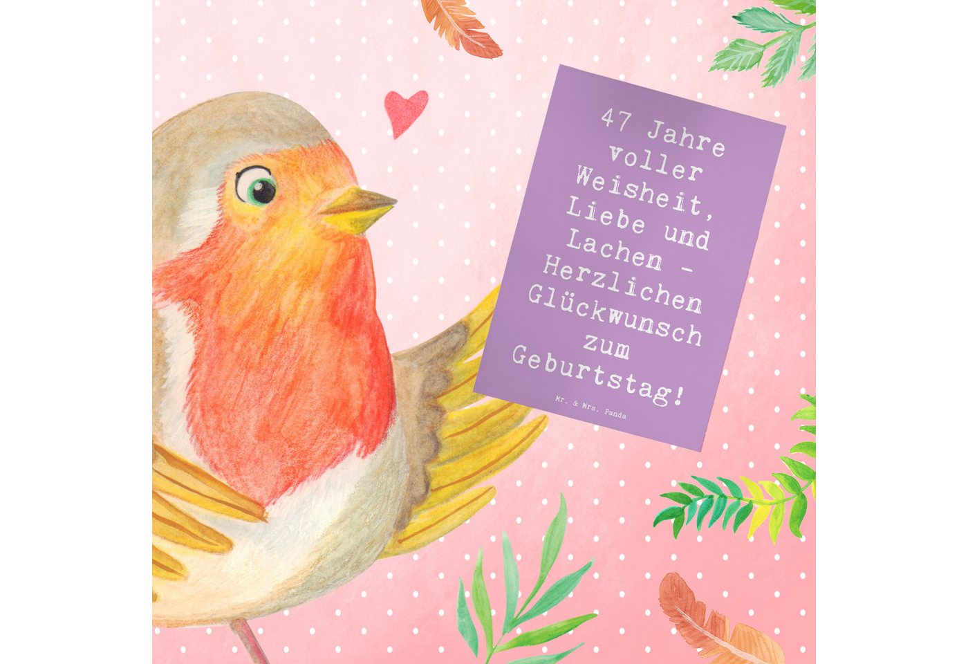 Thumbnail - Mr. & Mrs. Panda Grußkarte Spruch 47. Geburtstag - Lavendeltraum - Geschenk, bedeutungsvolle Fei