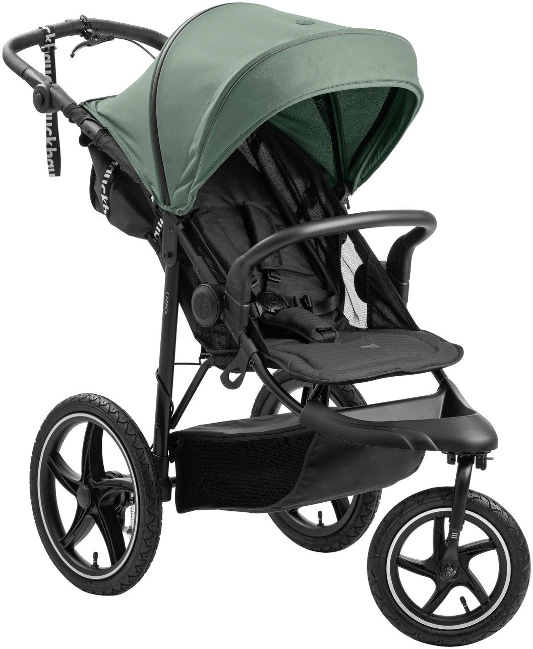 Hauck Dreirad-Kinderwagen Runner 3, Jungle Green, mit XXL-Lufträdern u. Handbremse; bis 22 kg belastbar