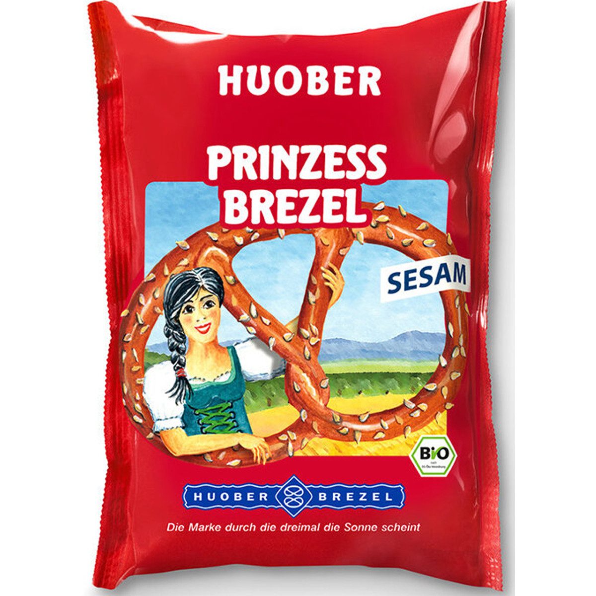 Huober Knabberei, Huober Bio Prinzess Brezel knuspriges Laugengebäck mit Sesam 125g