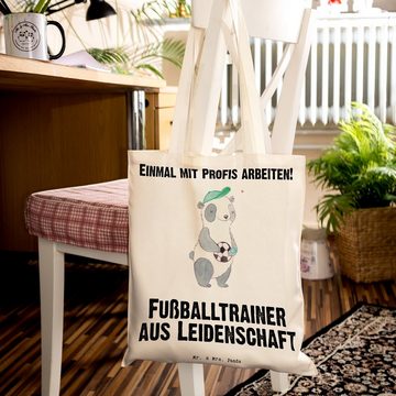Mr. & Mrs. Panda Tragetasche Fußballtrainer Leidenschaft - Transparent - Geschenk, Firma, Glücksbr (1-tlg), Cross Stitching Griffe