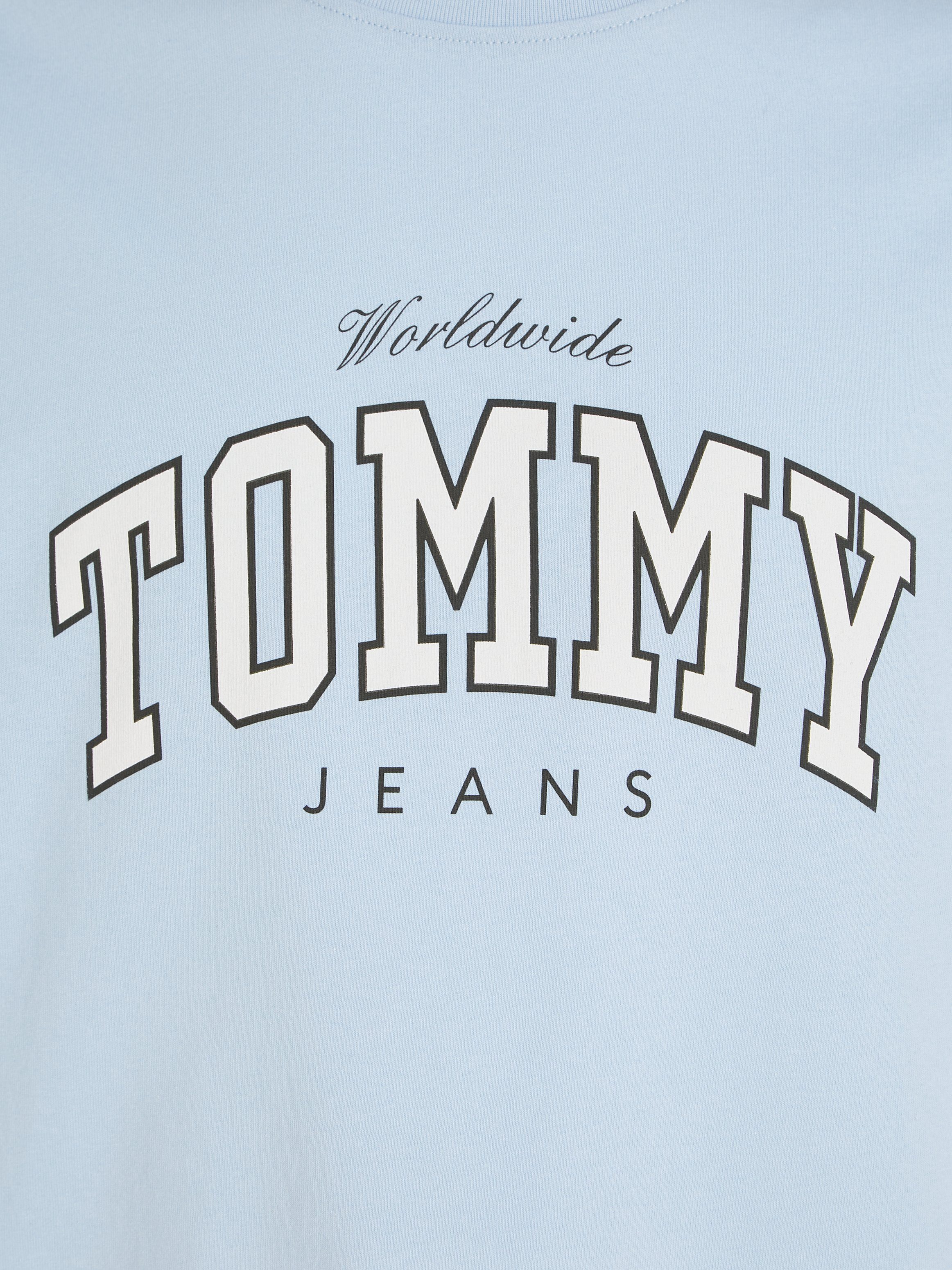 Tommy Jeans T-Shirt TJM Blue Breezy mit EXT TEE WW Rundhalsausschnitt VARSITY REG