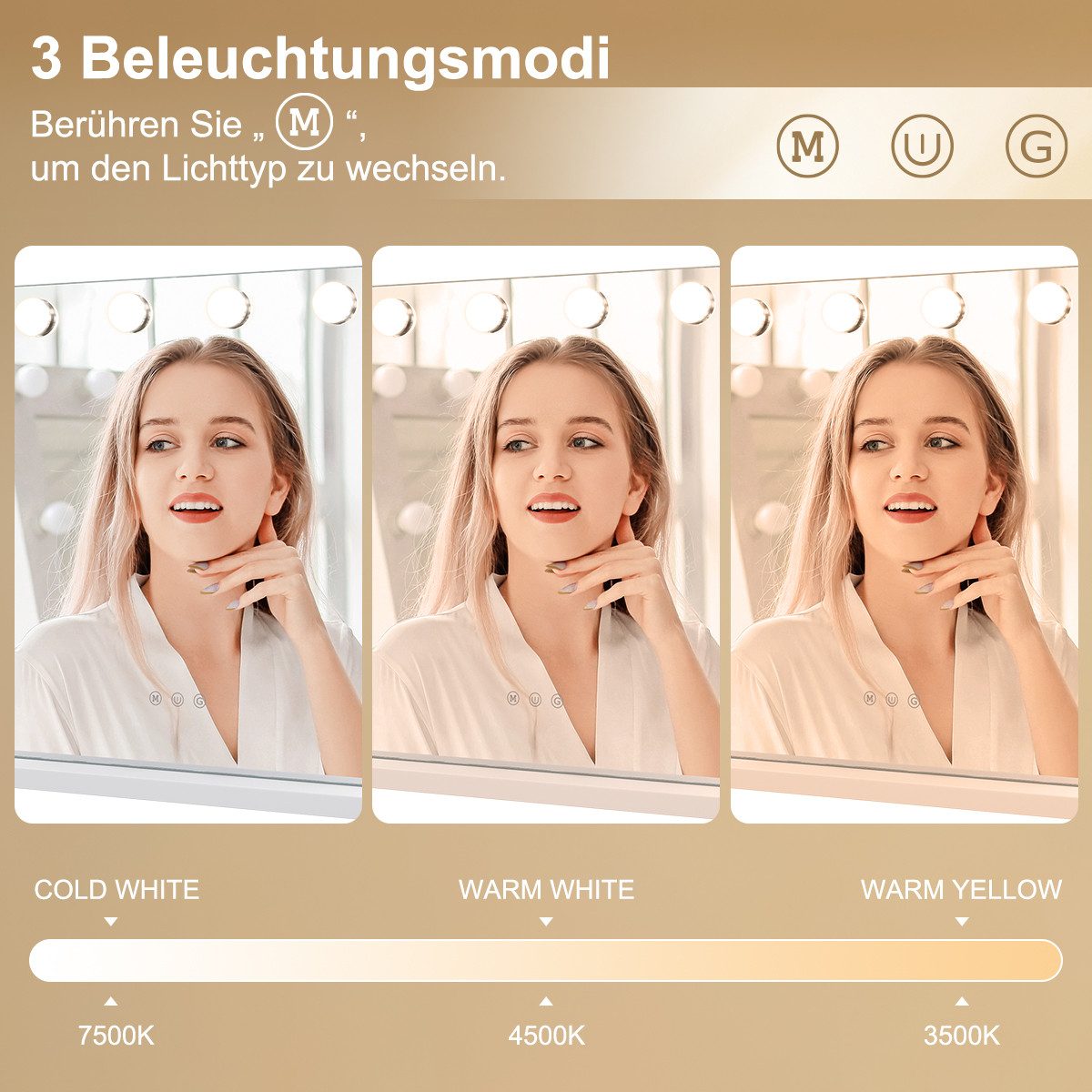 MCURO Kosmetikspiegel Hollywood Schminkspiegel mit Beleuchtung, 10X Vergröß günstig online kaufen