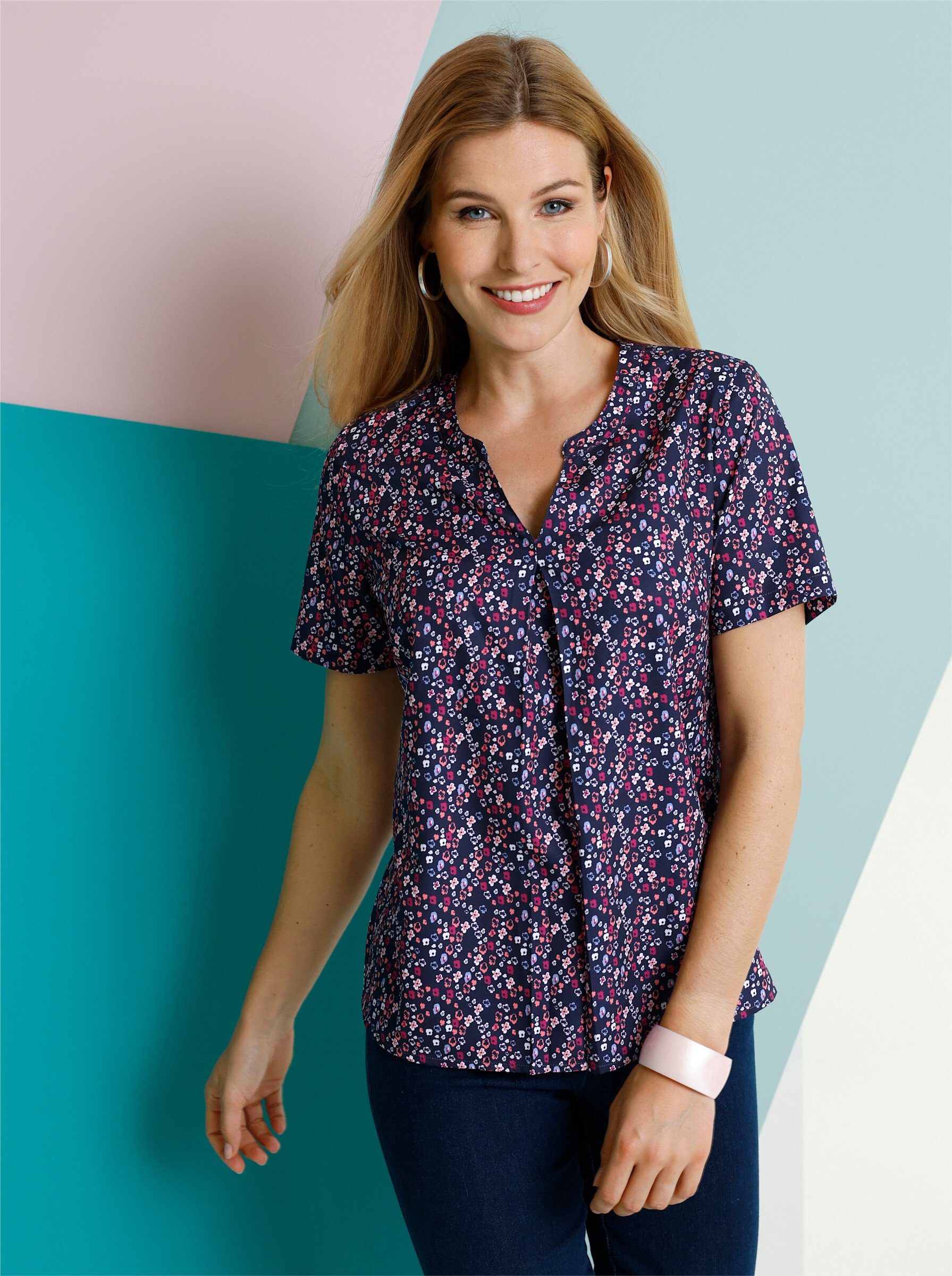 Sieh an! Klassische Bluse Schlupfbluse Kurzarm