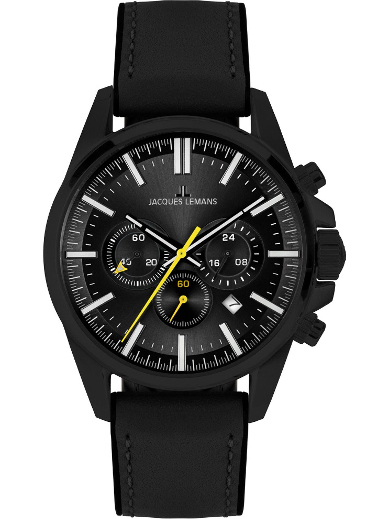 Jacques Lemans Chronograph Jacques Quarz, Analog Herren-Uhren Klassikuhr Lemans schwarz