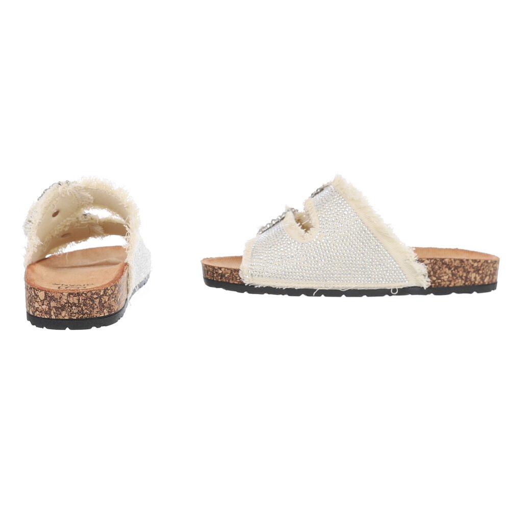 Ital-Design Bequeme Freizeit-Sandalen mit besonderen Details Pantolette (89322726) Flach Pantoletten in Beige