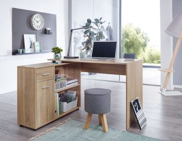 KADIMA DESIGN Schreibtisch Bürotisch mit Regal & Schublade/Tür für Premium Home Office