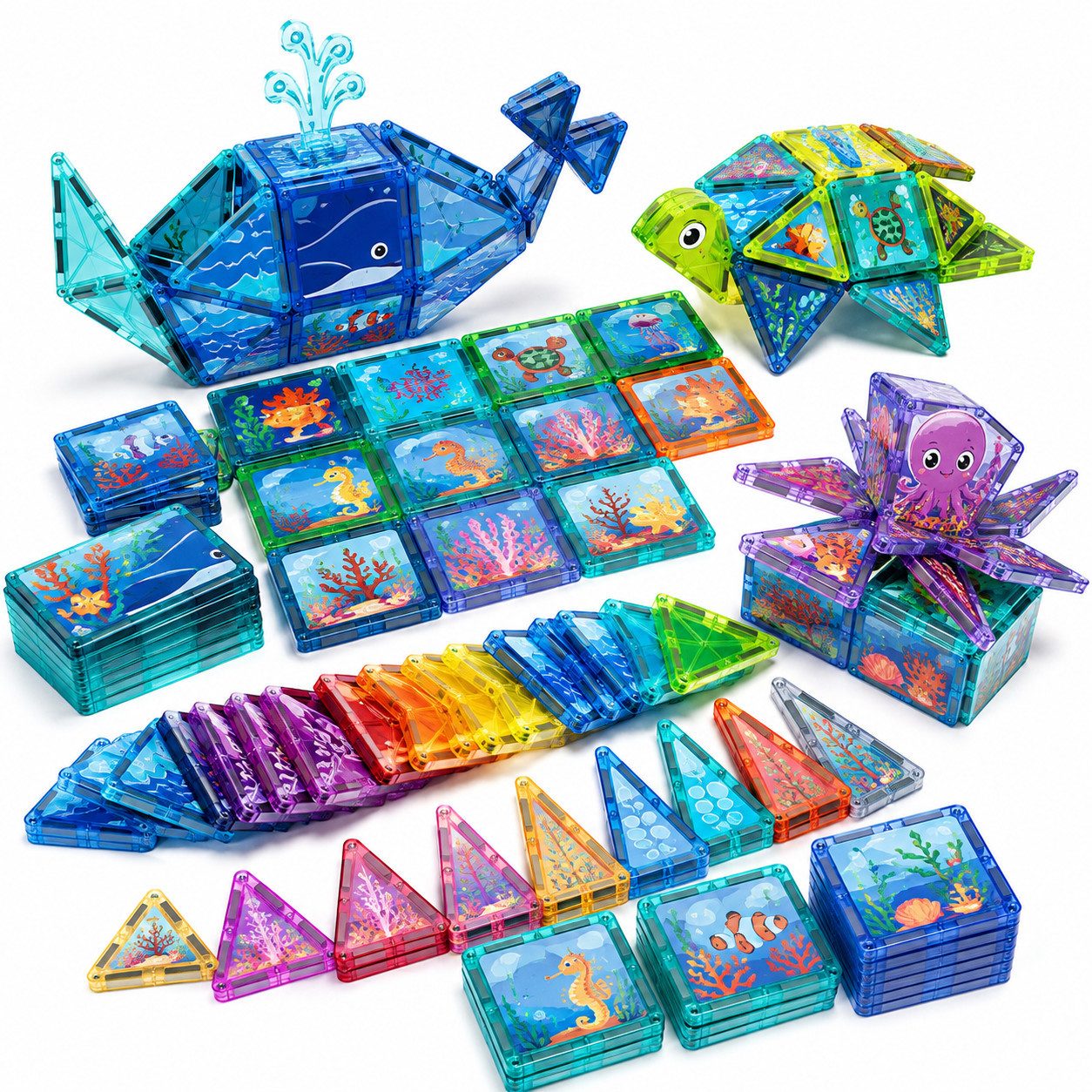 Luckice Magnetische Bausteine Bauernhof‑Set, kreatives Bauspiel für Kinder Magnetspielbausteine, (Set, 889 St., fördert Fantasie sowie Zusammenarbeit), Naturmotiven laden Kinder dazu ein, immer wieder neue Bauernhöfe