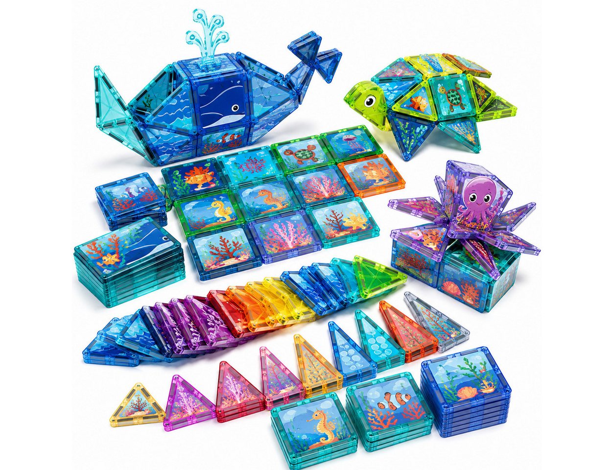 Luckice Magnetische Bausteine Bauernhof‑Set, kreatives Bauspiel für Kinder Magnetspielbausteine, (Set, 889 St., fördert Fantasie sowie Zusammenarbeit), Naturmotiven laden Kinder dazu ein, immer wieder neue Bauernhöfe