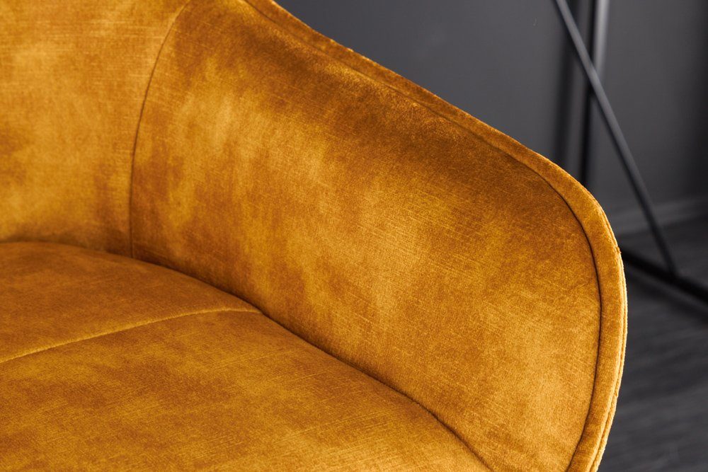 riess-ambiente Barhocker EUPHORIA senfgelb / schwarz (Einzelartikel, 1 St), Esszimmer · Samt · Edelstahl · mit Lehne · Tresenstuhl · Barock Design