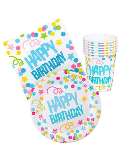 Boland Einweggeschirr-Set Happy Birthday Tischdeko Set, Pappe, Papier, Ein Geburtstag ohne Tischdeko? Das geht nun wirklich nicht!