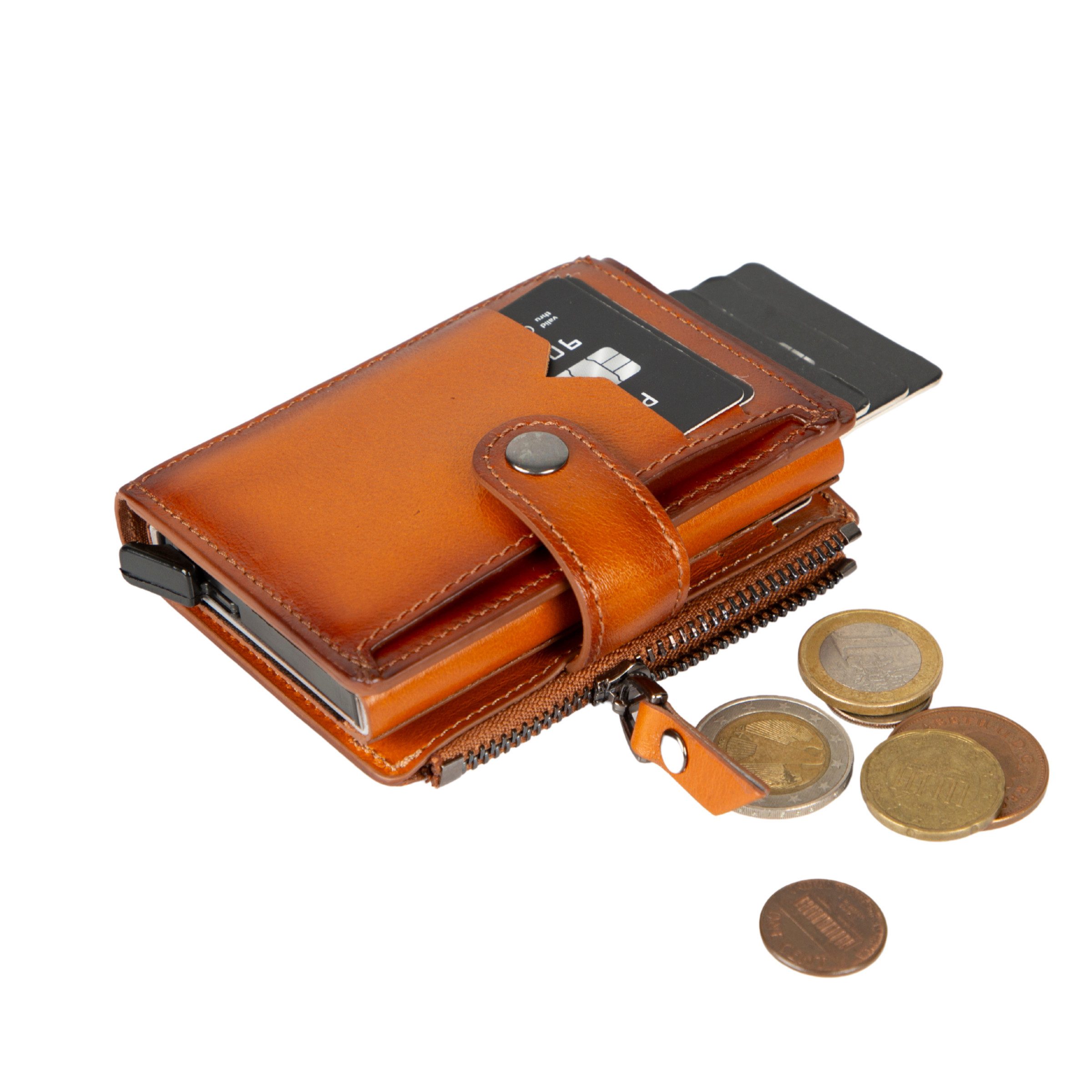 Renna Leather Brieftasche Geldbörse mit Mechanismus Münzfach Geldscheinfach günstig online kaufen