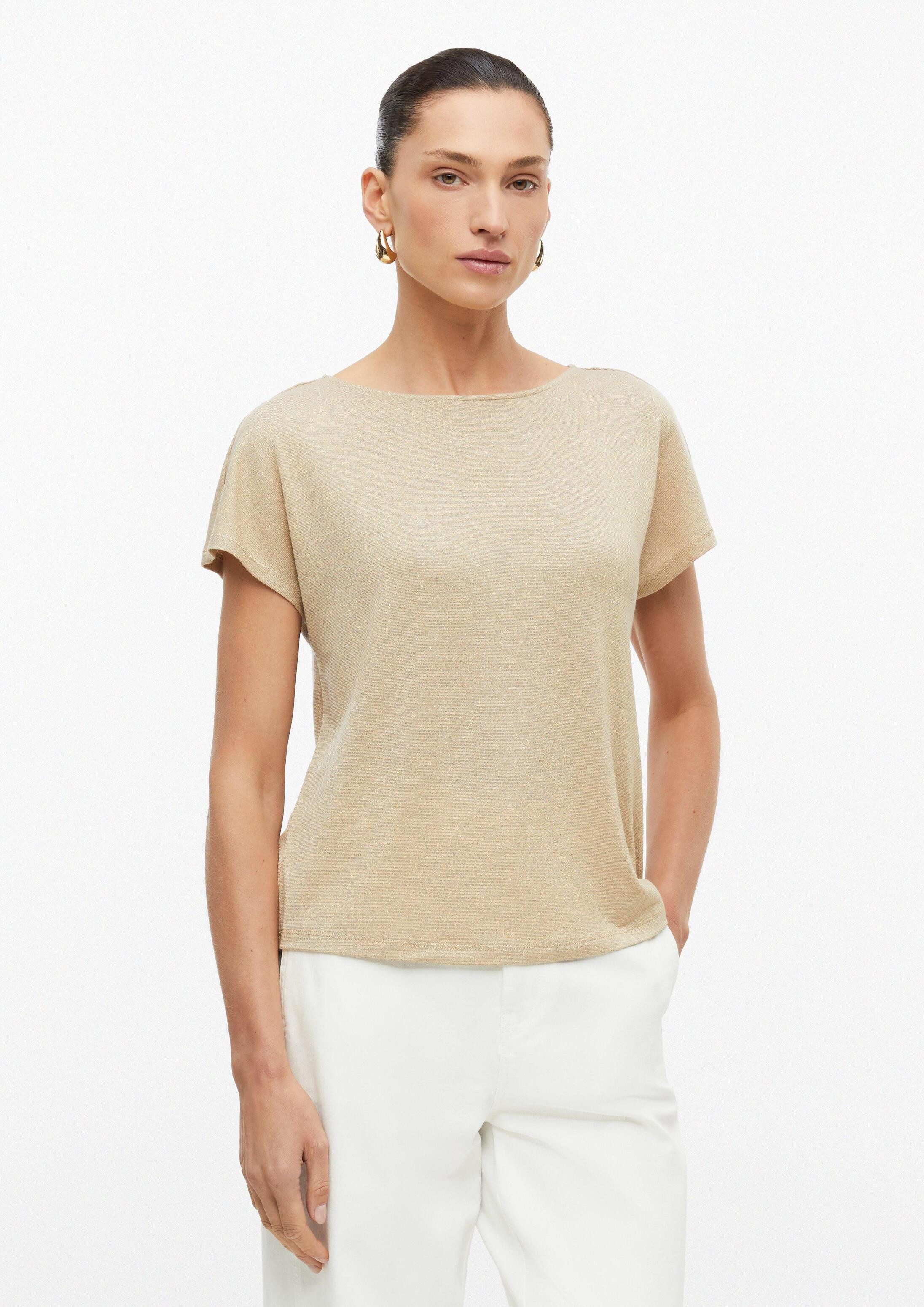 s.Oliver Kurzarmshirt T-Shirt Schimmerndes Jersey-T-Shirt mit Rückenausschnitt