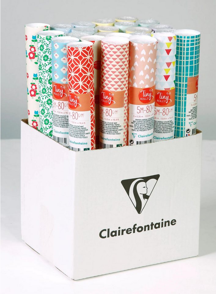 Thumbnail - CLAIREFONTAINE Geschenkpapier Kartondisplay 20 Geschenkpapierrollen 5x0,35m, leer Weiß 200608C, Geschenkpapiere und Verp...