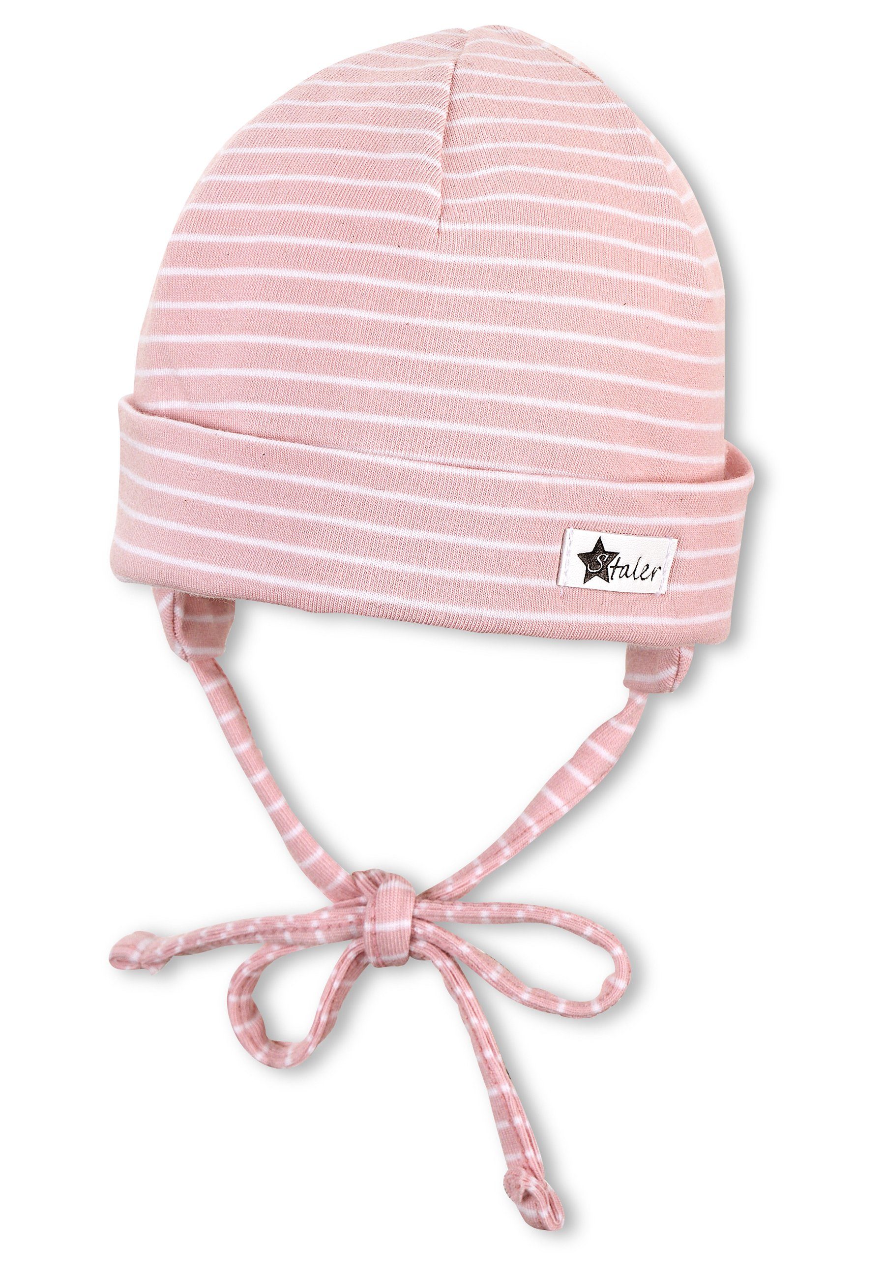 Sterntaler® Schlupfmütze OCS Beanie (1-St., Wintermütze für Kinder mit Bindeband und angeschnittenen Ohrenklappen) Babymütze aus Baumwolle mit Bindeband und Ohrenklappen rosa