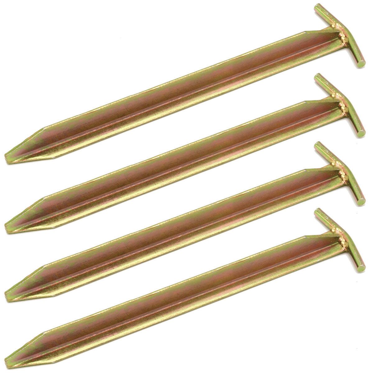 AMANKA Zelthering Set: 4 Massive Erdnägel für Zelte - 300 mm Camping Heringe Verzinkt, T-Profil Bodenanker für harte Böden - Zelt Zubehör Witterungsbeständig