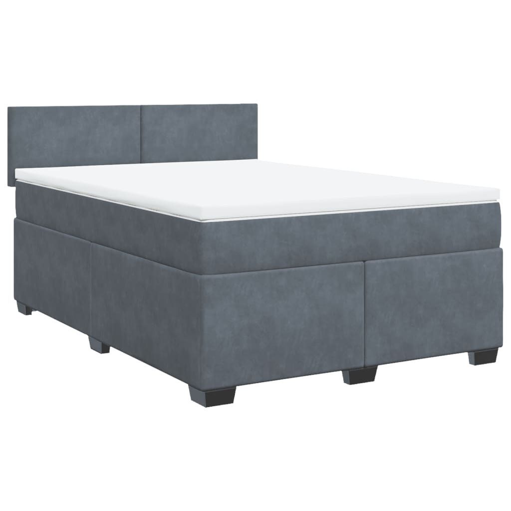 vidaXL Bett Boxspringbett mit Matratze Dunkelgrau günstig online kaufen