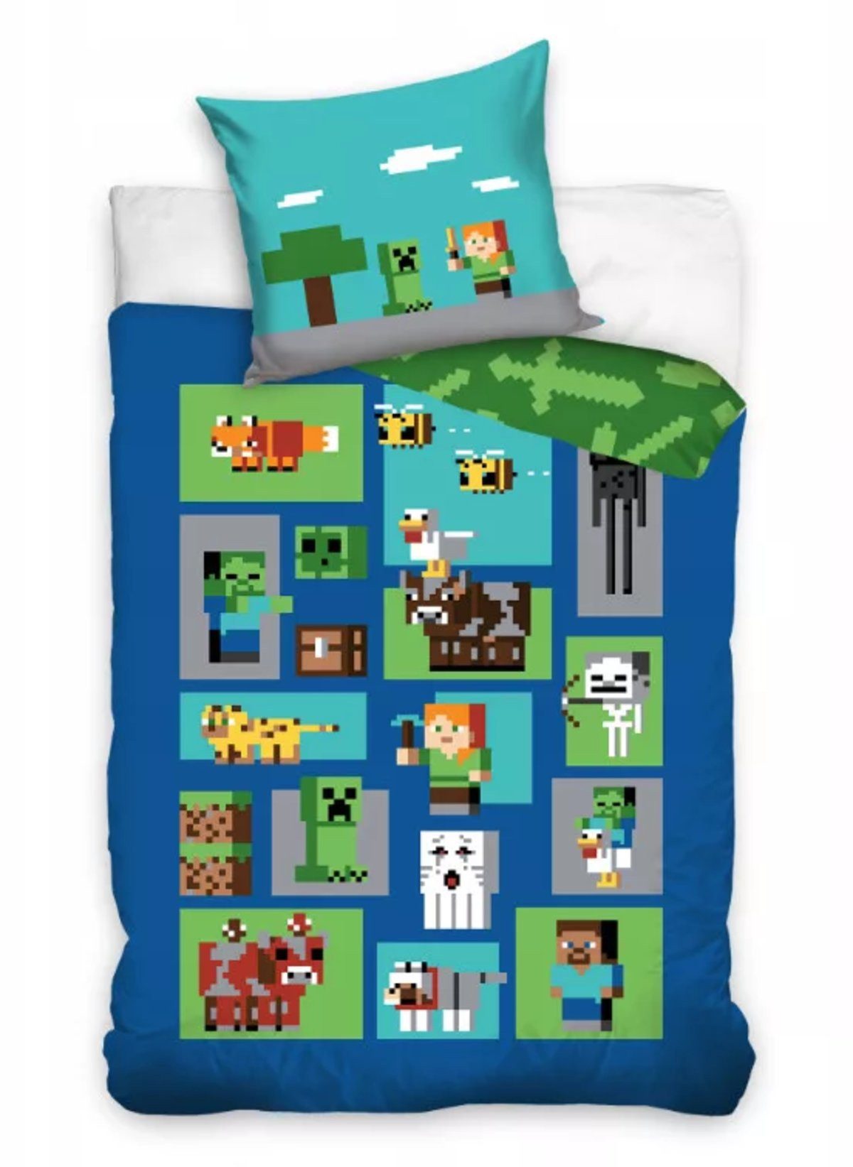 Minecraft Kinderbettwäsche Minecraft-Bettwäscheset aus 100 % Baumwolle, 160 x 200 cm