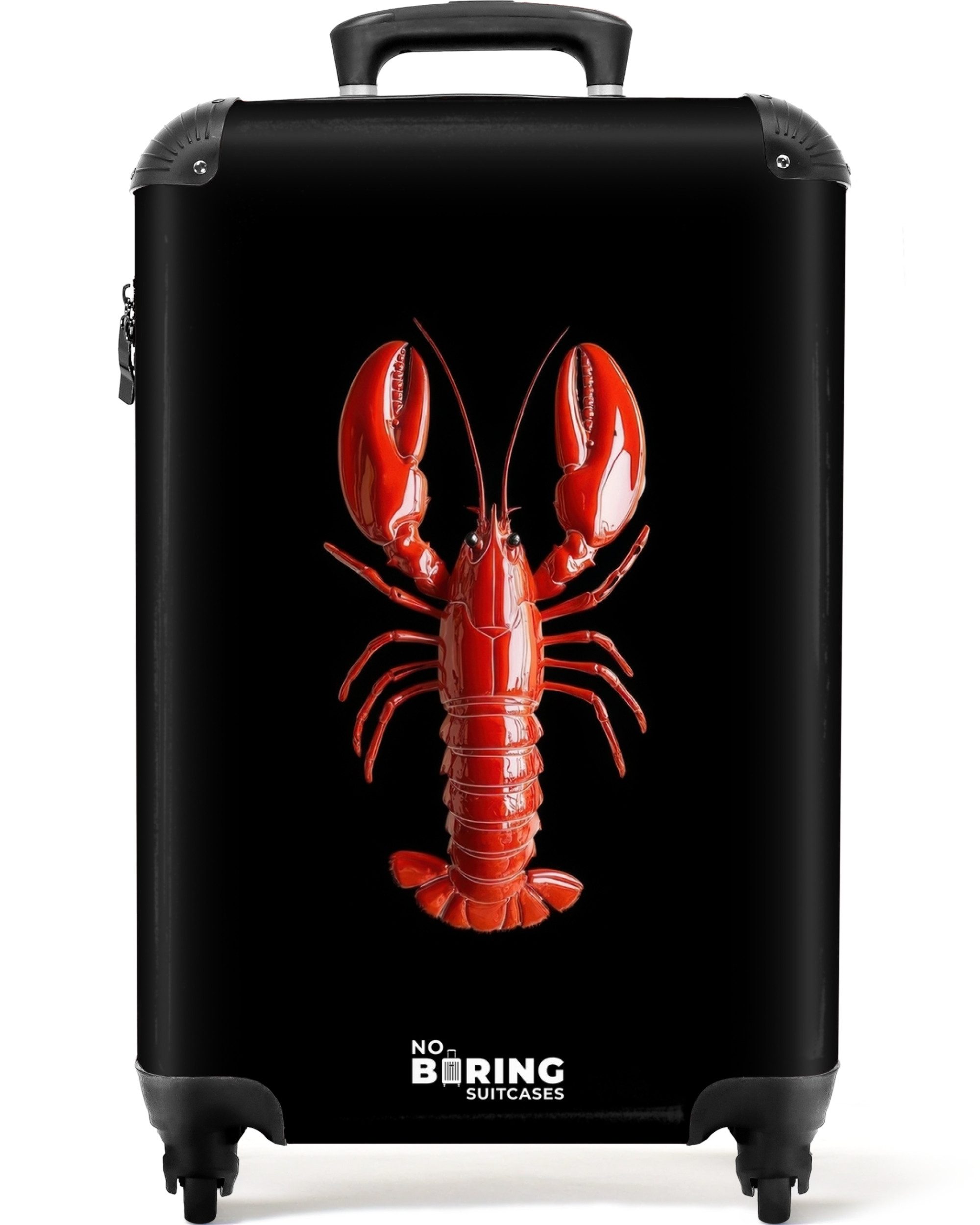 NoBoringSuitcases.com© Hartschalen-Trolley Glänzender roter Hummer auf schwarzem Hintergrund 55x35x20cm, Reisetasche mit Rollen, Koffer Handgepäck Flugzeug
