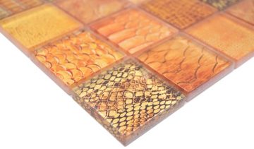 Mosani Mosaikfliesen Glasmosaik Crystal Mosaikfliesen orange glänzend / 10 Mosaikmatten