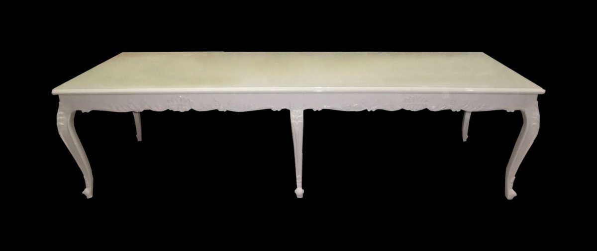 Casa Padrino Esstisch Barock Esstisch mit Glasplatte 300 x 88 x H. 83 cm - Luxus Esstisch