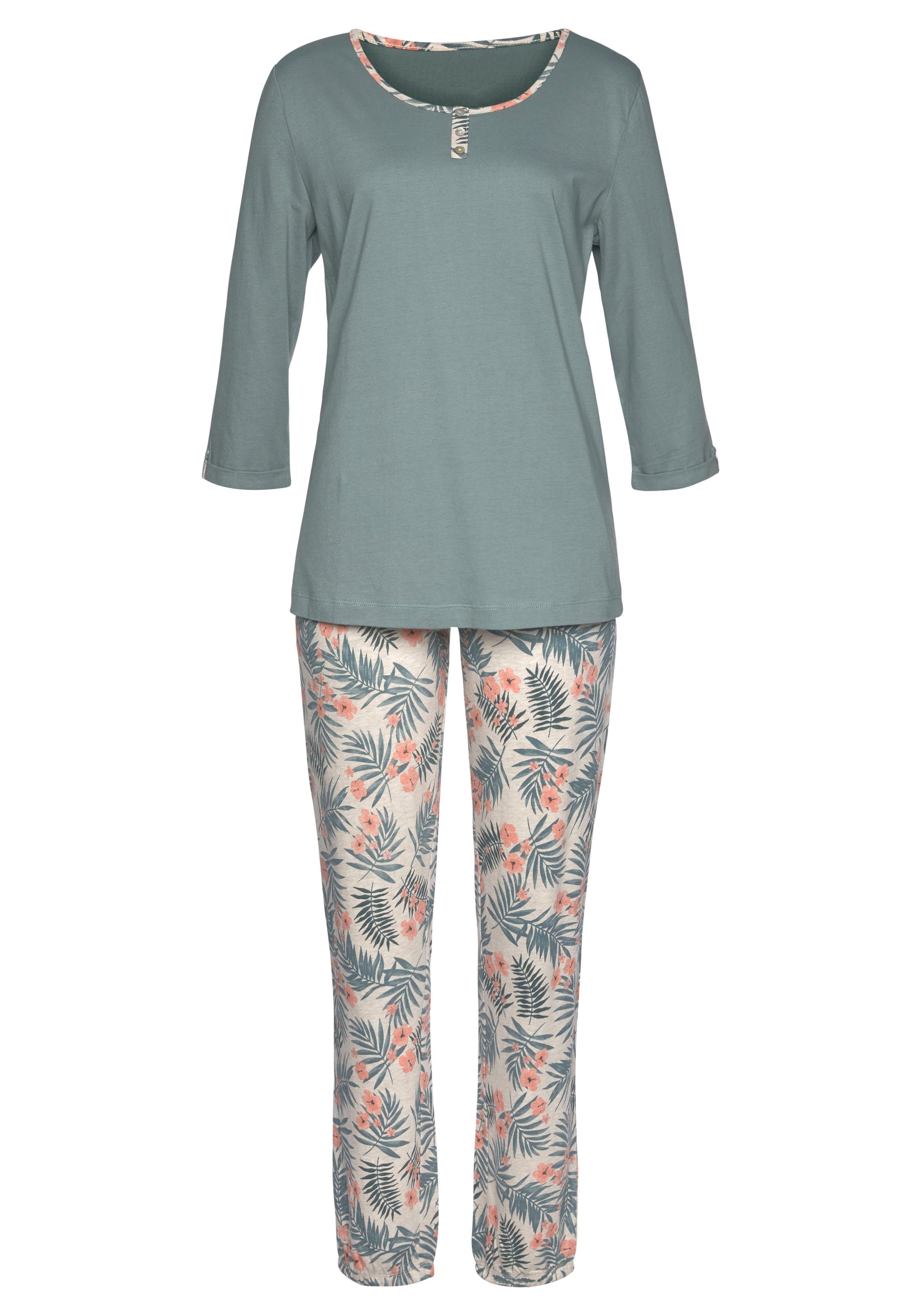 LASCANA Pyjama (2 tlg., 1 Stück) mit gemusterter Hose